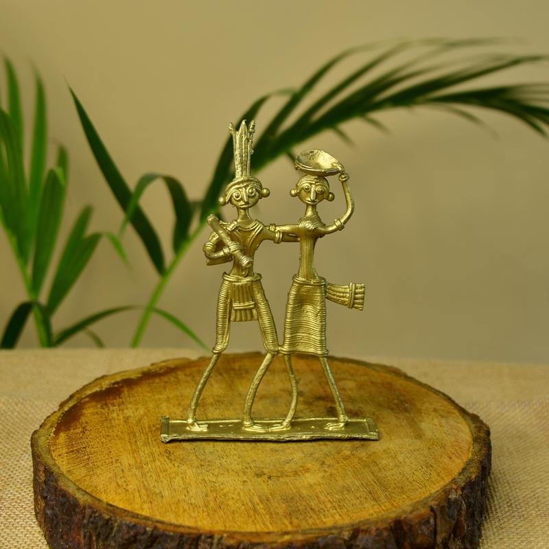 Dokra Couple: Brass Tabletop Artistry Decor - Dhokra - Sowpeace - Dhokra tabletop - Dokra