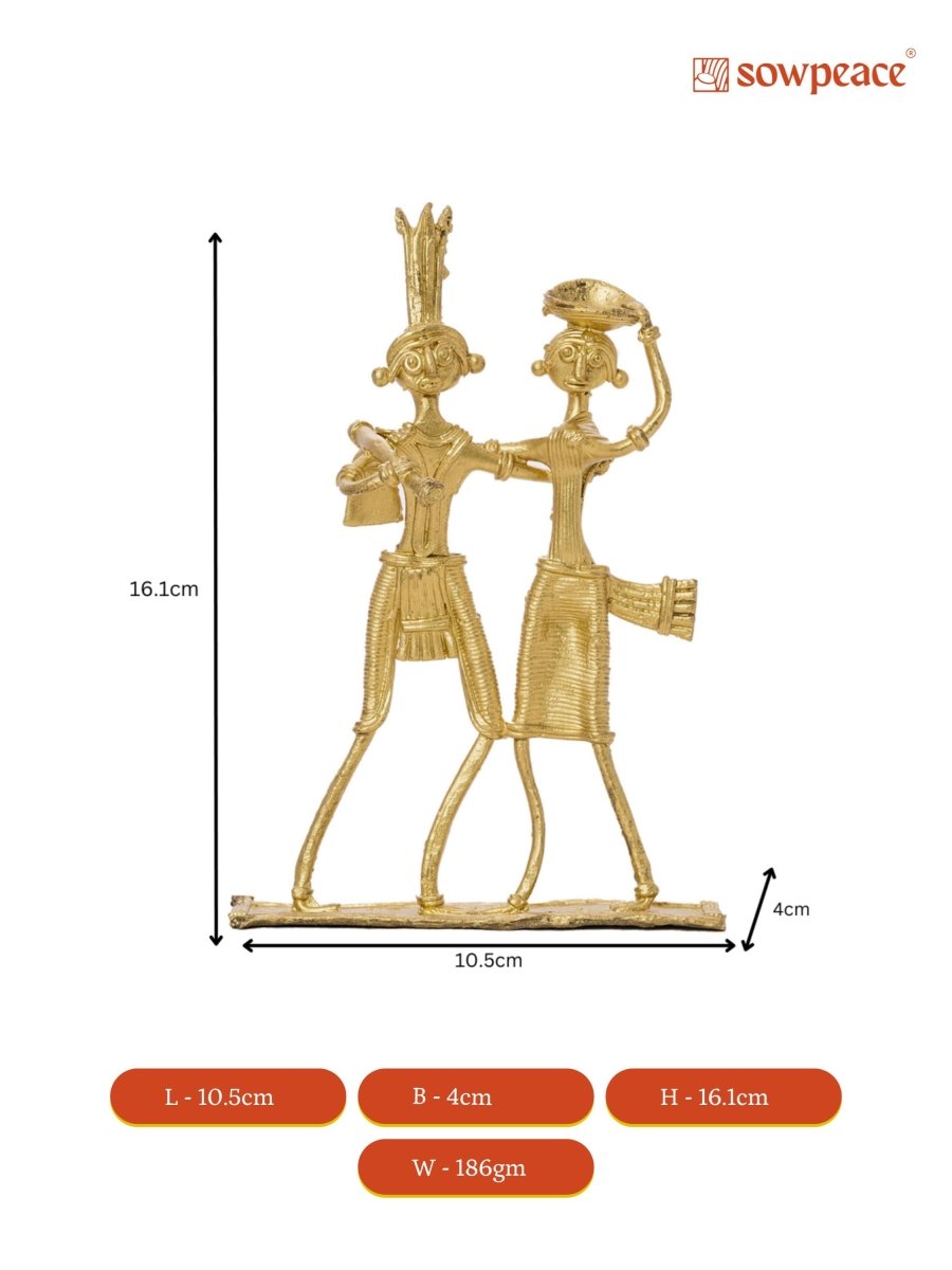 Dokra Couple: Brass Tabletop Artistry Decor - Sowpeace - Dokra Couple: Brass Tabletop Artistry Decor - Dok - DKL - BR - TT - Sowpeace