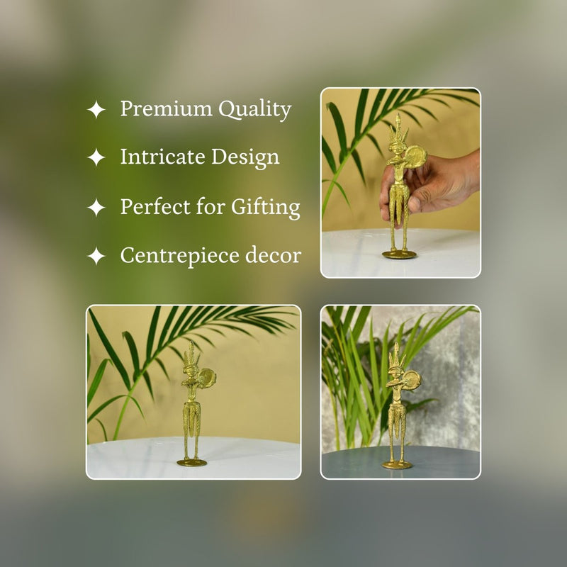 Dokra Drummer: Artisan Brass Tabletop Decor Masterpiece – view 3