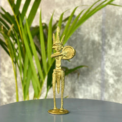 Dokra Drummer: Artisan Brass Tabletop Decor Masterpiece - Additional View