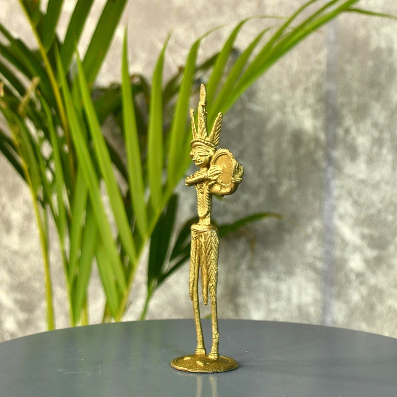Dokra Drummer: Artisan Brass Tabletop Decor Masterpiece – view 1