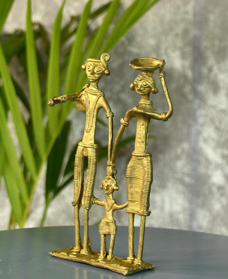 Dokra Family T1: Handcrafted Brass Tabletop Decor Masterpiece