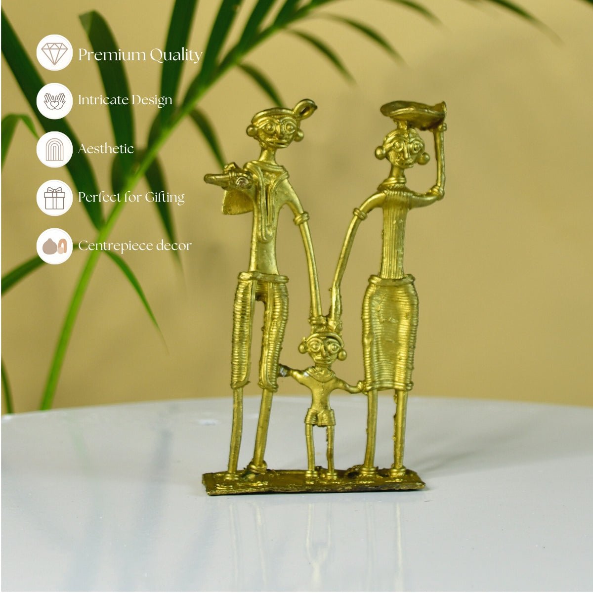 Dokra Family T1: Handcrafted Brass Tabletop Decor Masterpiece