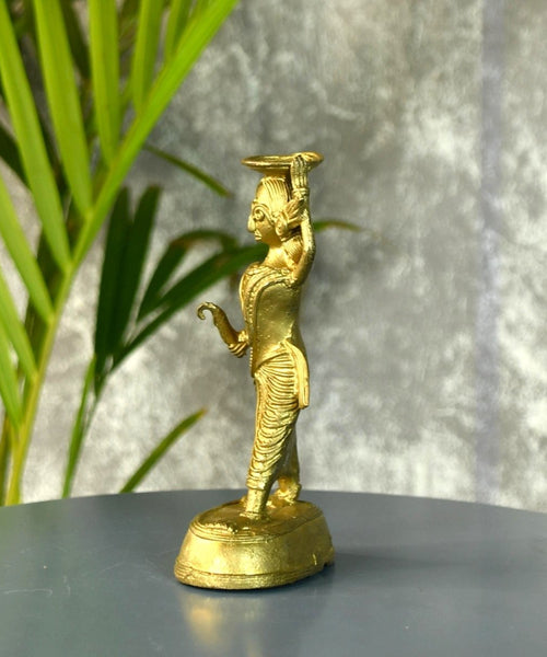 Dokra Farmer Lady: Brass Tabletop Decor Grace