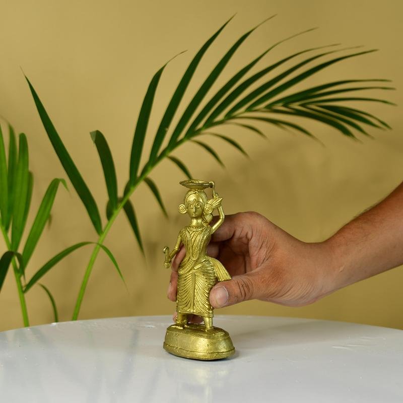 Dokra Farmer Lady: Brass Tabletop Decor Grace