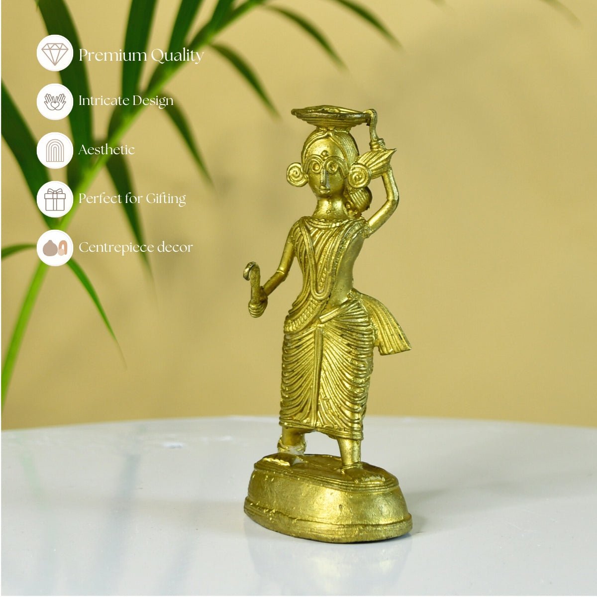 Dokra Farmer Lady: Brass Tabletop Decor Grace