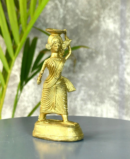 Dokra Farmer Lady: Brass Tabletop Decor Grace