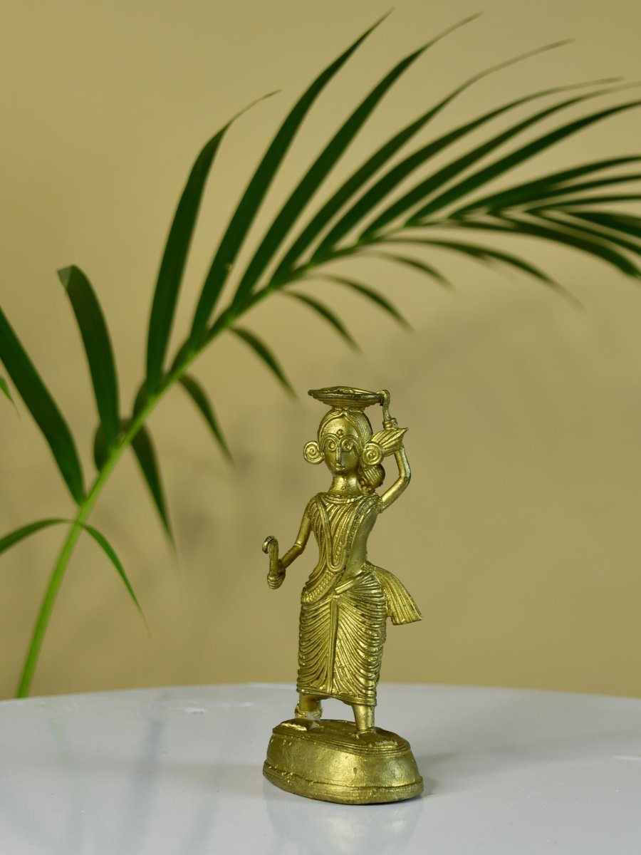 Dokra Farmer Lady: Brass Tabletop Decor Grace