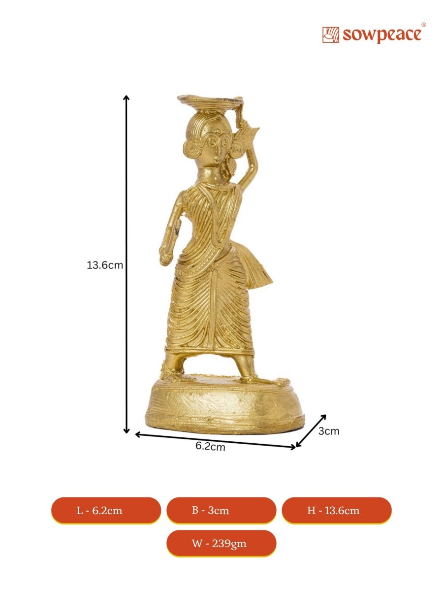 Dokra Farmer Lady: Brass Tabletop Decor Grace