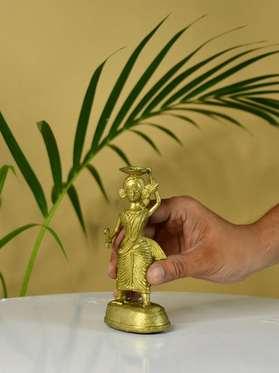 Dokra Farmer Lady: Brass Tabletop Decor Grace