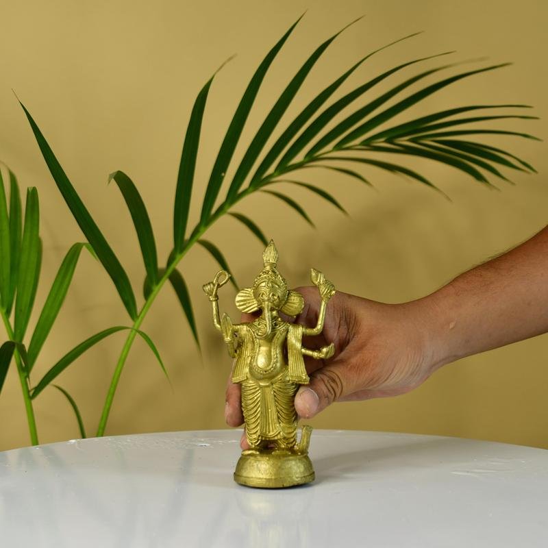 Dokra Ganesh: Brass Tabletop Masterpiece for Unique Home Decor - Dhokra - Sowpeace - Dhokra tabletop - Dokra