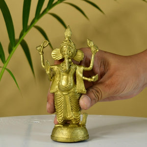 Dokra Ganesh: Brass Tabletop Masterpiece for Unique Home Decor - Sowpeace - Dokra Ganesh: Brass Tabletop Masterpiece for Unique Home Decor - Dok - DGN - BR - TT - Sowpeace