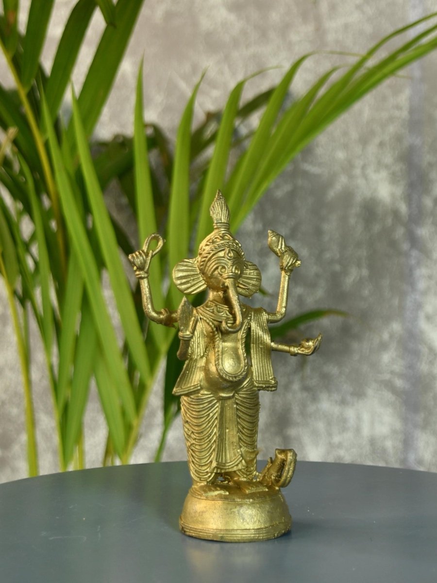 Dokra Ganesh: Brass Tabletop Masterpiece for Unique Home Decor - Sowpeace - Dokra Ganesh: Brass Tabletop Masterpiece for Unique Home Decor - Dok - DGN - BR - TT - Sowpeace