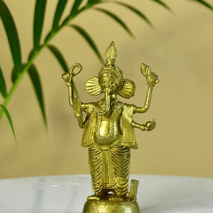 Dokra Ganesh: Brass Tabletop Masterpiece for Unique Home Decor - Sowpeace - Dokra Ganesh: Brass Tabletop Masterpiece for Unique Home Decor - Dok - DGN - BR - TT - Sowpeace