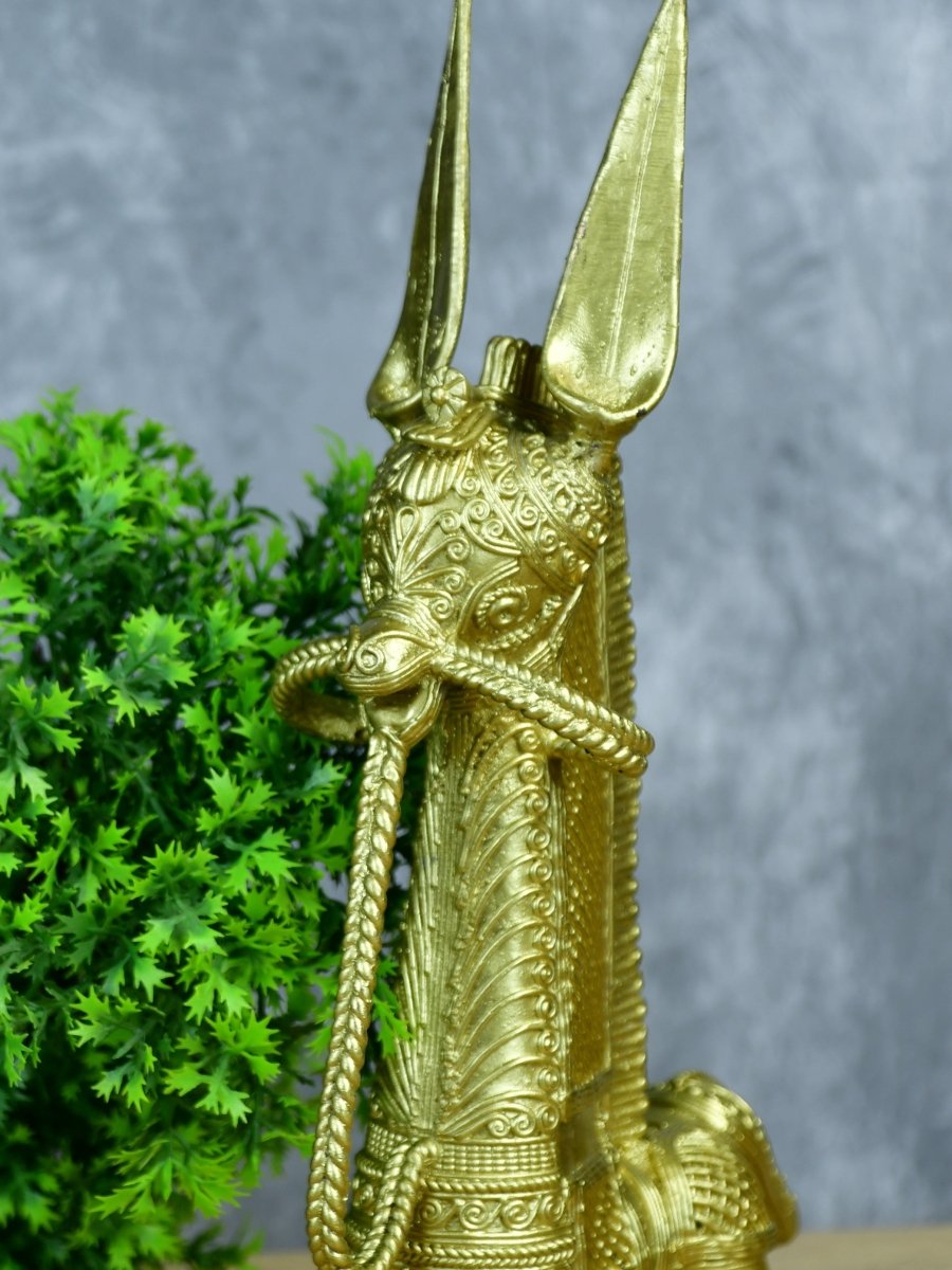 Dokra Horse: Brass Tabletop Decor Masterpiece - Dhokra - Sowpeace - Dokra Horse: Brass Tabletop Decor Masterpiece - Sowpeace