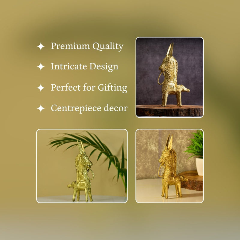 Dokra Horse: Brass Tabletop Decor Masterpiece – view 3
