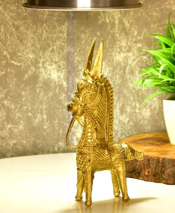 Dokra Horse: Brass Tabletop Decor Masterpiece — alternate view