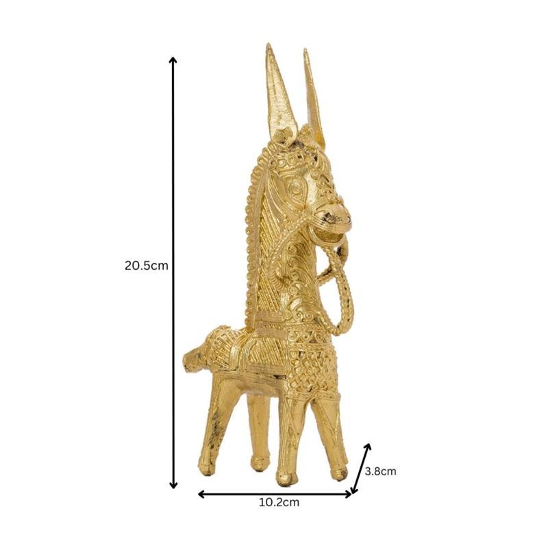 Dokra Horse: Brass Tabletop Decor Masterpiece - Dhokra - Sowpeace - Animal - Dhokra tabletop