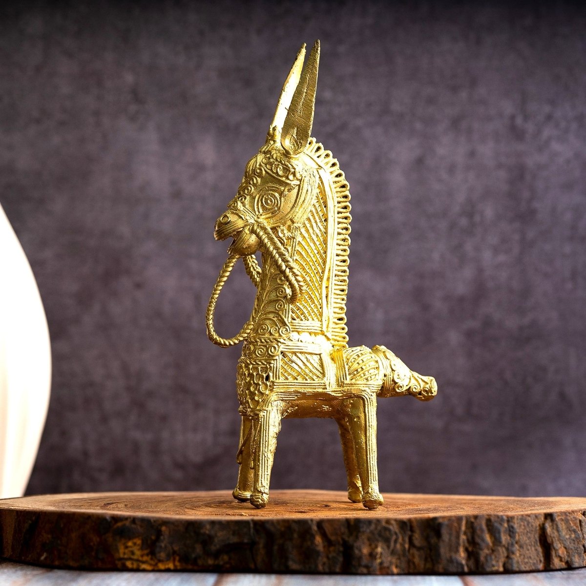 Dokra Horse: Brass Tabletop Decor Masterpiece - Dhokra - Sowpeace - Animal - Dhokra tabletop
