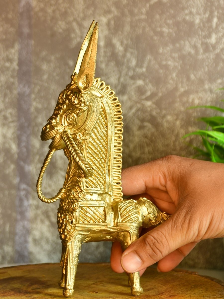 Dokra Horse: Brass Tabletop Decor Masterpiece - Sowpeace - Dokra Horse: Brass Tabletop Decor Masterpiece - Dok - DHR - BR - TT - Sowpeace