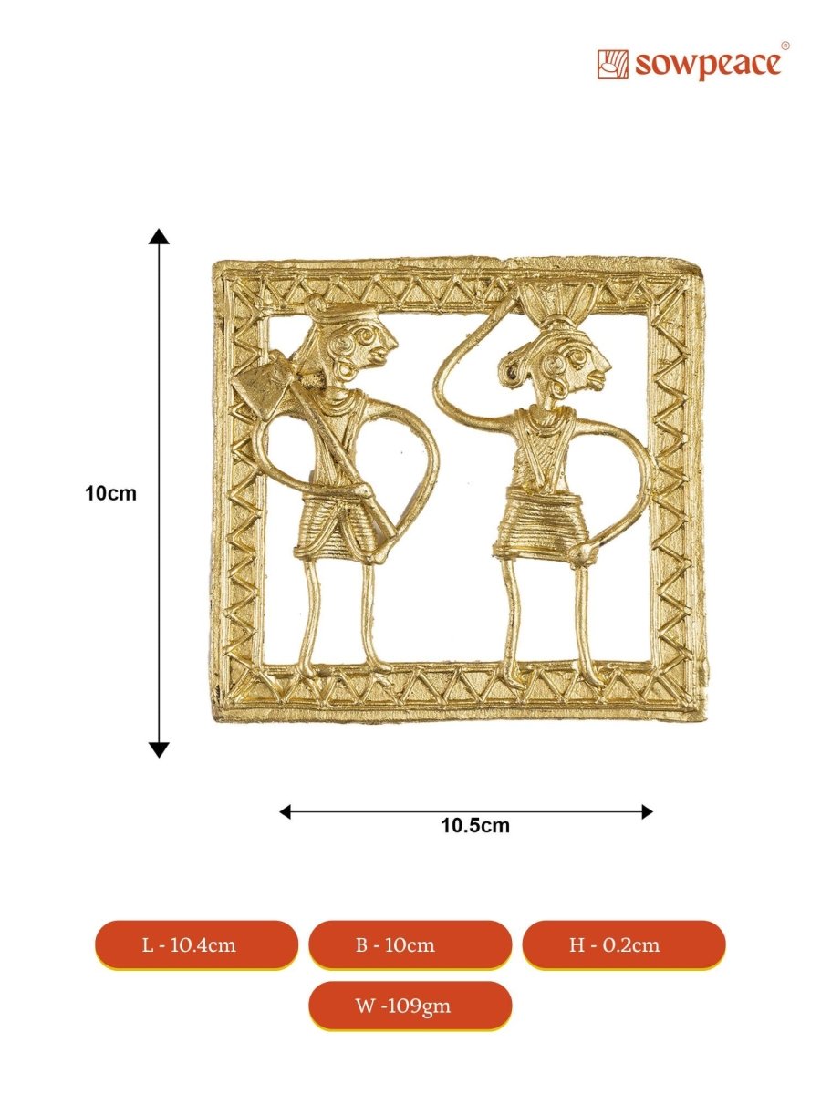 Dokra Squareplate: Artisan Brass Tabletop Elegance - Sowpeace - Dokra Squareplate: Artisan Brass Tabletop Elegance - Dok - DSP - BR - WD - Sowpeace