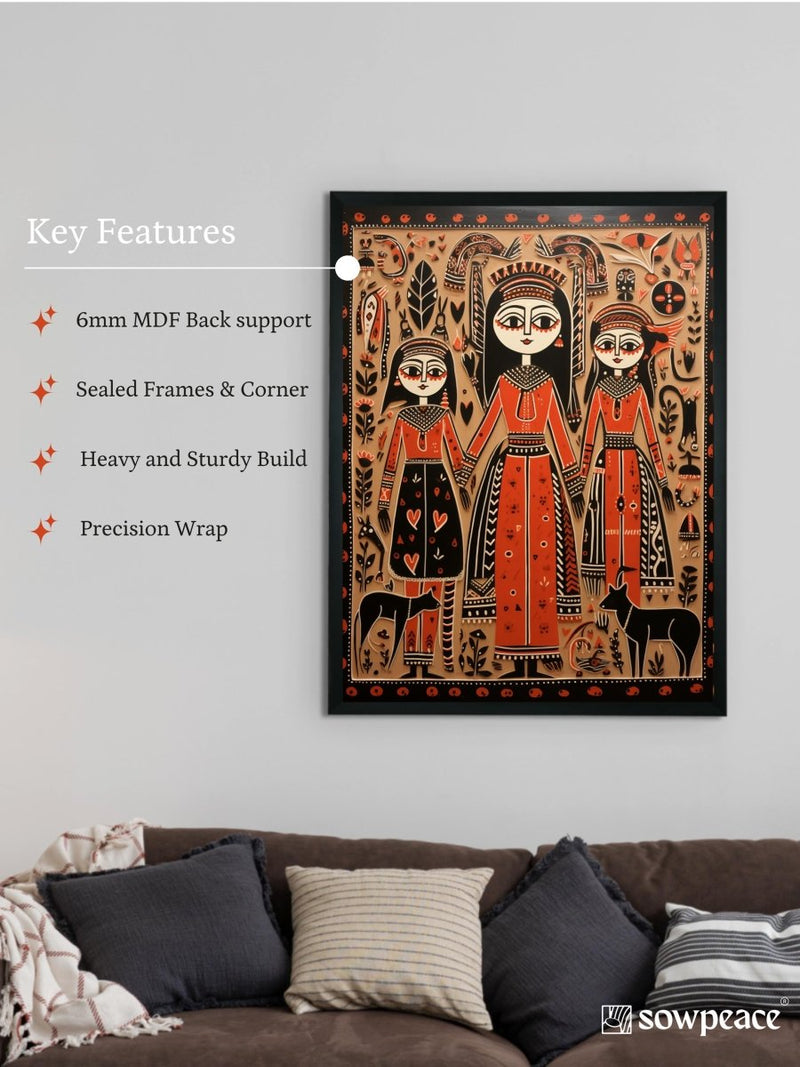 Empowering Generations: Sowpeace Handcrafted Wall Decor – Premium Indian-Inspired Canvas Art for Elegant Home Decoration – view 5