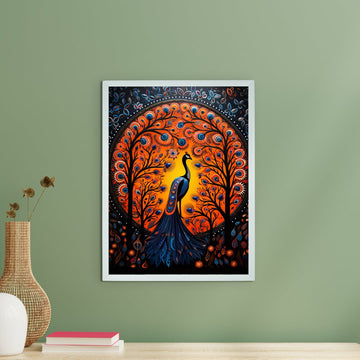 Enchanted Peacock: Sowpeace Handcrafted Wall Art – Premium Indian - Inspired Canvas Print for Stylish Home Decor - Wall painting - Chitran by sowpeace - Enchanted Peacock: Sowpeace Handcrafted Wall Art – Premium Indian - Inspired Canvas Print for Stylish Home Decor - CH - WRT - BDPM - Sowpeace