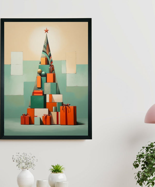 Festive Triangles: Sowpeace's Joyful Handcrafted Wall Art – Premium Indian-Inspired Canvas Prints for Stylish Holiday Decoration — image 2