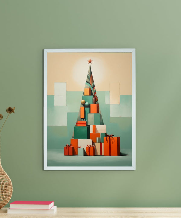 Festive Triangles: Sowpeace's Joyful Handcrafted Wall Art – Premium Indian-Inspired Canvas Prints for Stylish Holiday Decoration — main view