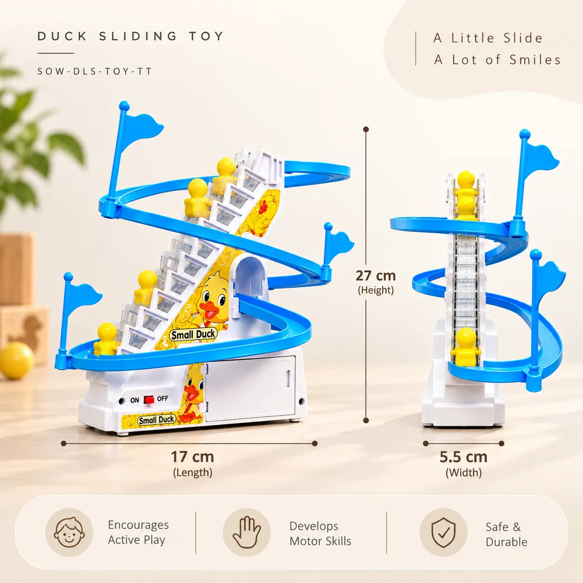 SOWPEACE Duck Slide Toy Set – Automatic Stair Climbing Ducklings with Lights & Music
