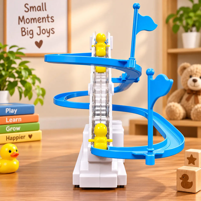 SOWPEACE Duck Slide Toy Set – Automatic Stair Climbing Ducklings with Lights & Music – view 3