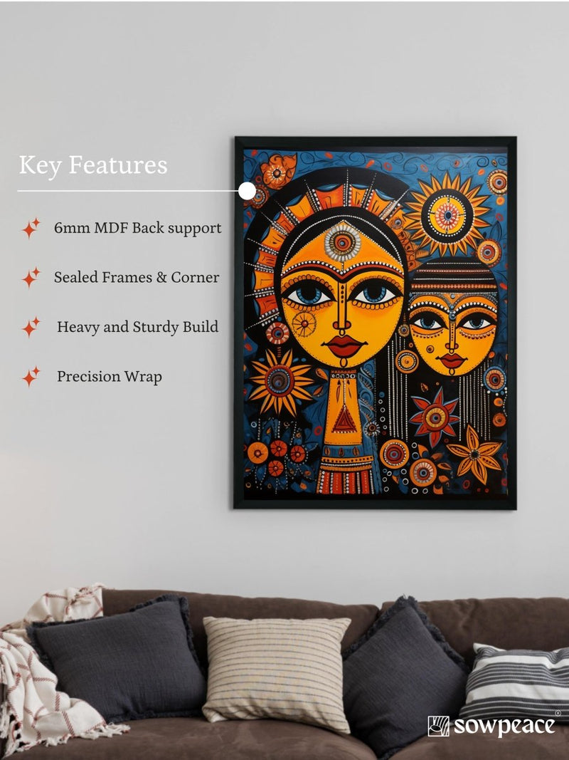 Find Your Connection: Sowpeace Handcrafted Abstract Art – Premium Indian-Inspired Canvas Print for Elegant Home Interiors – view 6