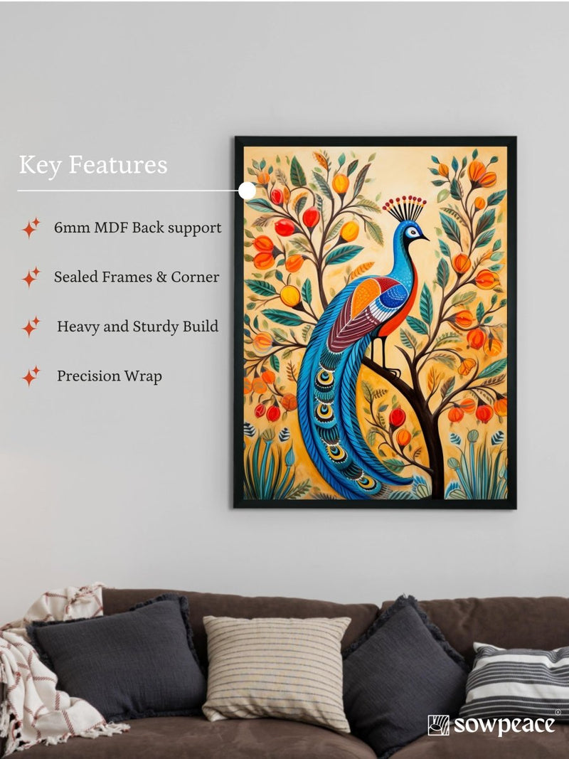 Find Your Paradise: Sowpeace Handcrafted Peacock Canvas – Premium Indian-Inspired Art for Stylish Home Interiors – view 6