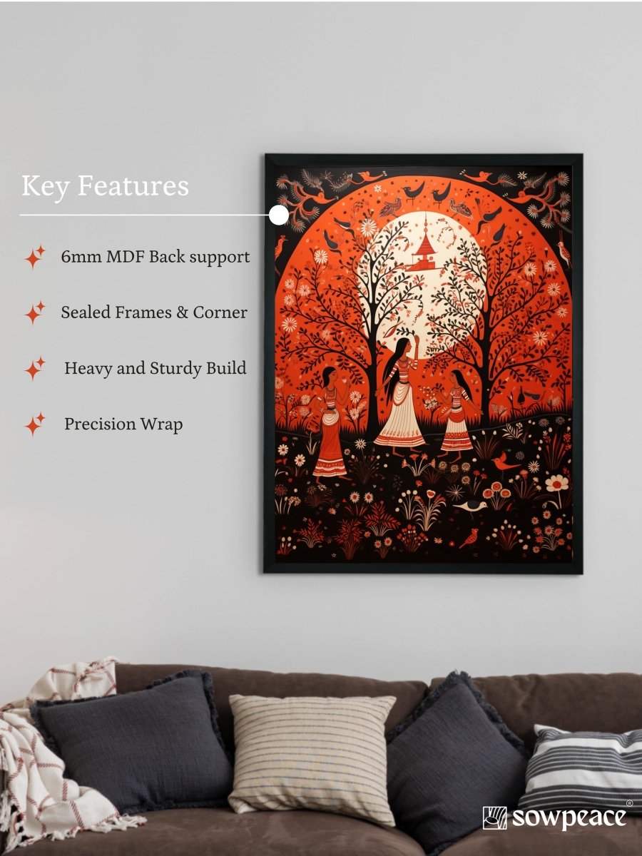 Find Your Sisterhood: Sowpeace Handcrafted Abstract Canvas – Premium Indian-Inspired Art for Elegant Home Decor