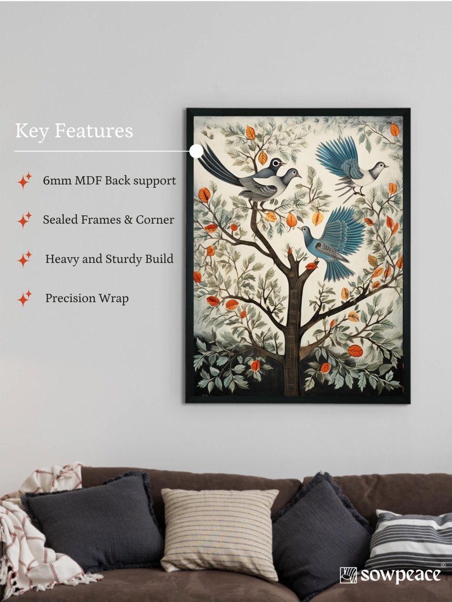 Four Feather Fantasies: Sowpeace Handcrafted Canvas Prints – Premium Indian-Inspired Art for Elegant and Artistic Interiors