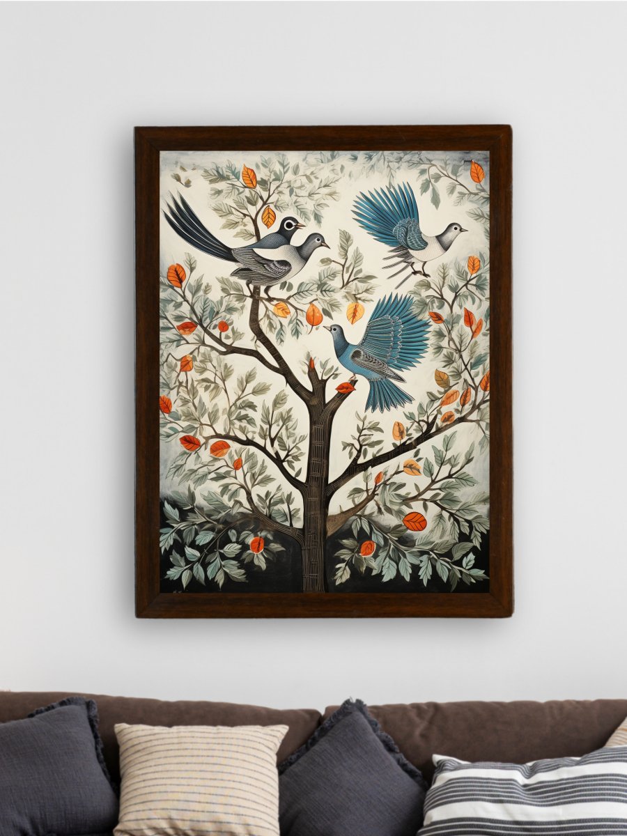 Four Feather Fantasies: Sowpeace Handcrafted Canvas Prints – Premium Indian-Inspired Art for Elegant and Artistic Interiors