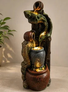 Frog & Pot Sculpture Fountain Indoor Water Fountain – 4.5 ft -Indoor Water Fountain-Sowpeace-Home Decor-Indoor Water Fountain