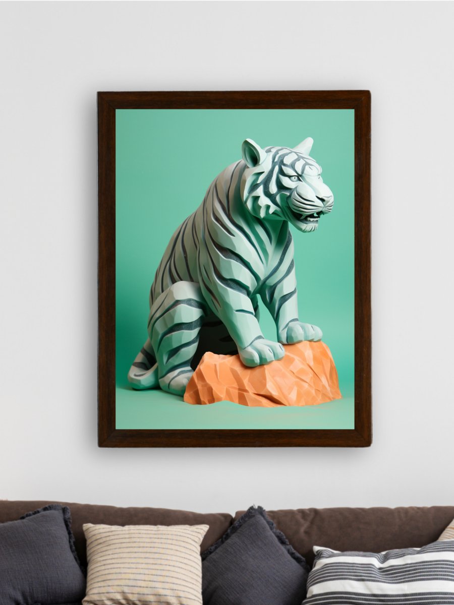 Frozen Form: Premium Abstract Tiger Canvas Wall Prints by Sowpeace – Handcrafted Indian-Inspired Art for Unique Winter Decor