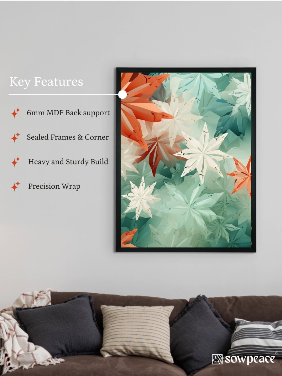 Frozen Fractals: Sowpeace's Premium Dense Winter Canvas Art – Handcrafted Indian-Inspired Prints for Elegant Winter Home Decoration