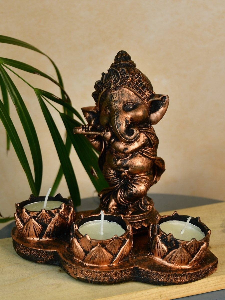 Ganesh Resin Candle Holder by Sowpeace - Artisan Home Decor & Showpiece - Decor - Sowpeace - Ganesh Resin Candle Holder by Sowpeace - Artisan Home Decor & Showpiece - RES - GCH - TT - Sowpeace