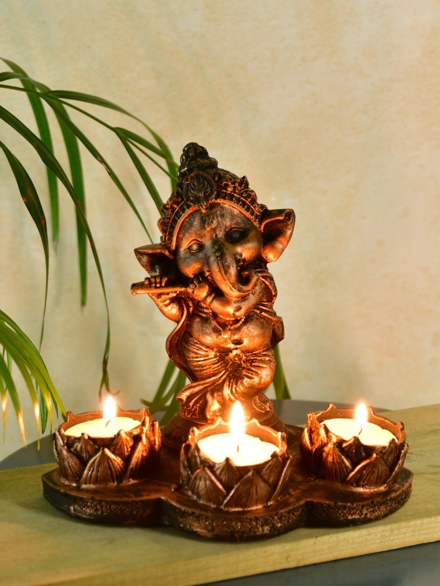 Ganesh Resin Candle Holder by Sowpeace - Artisan Home Decor & Showpiece - Decor - Sowpeace - Ganesh Resin Candle Holder by Sowpeace - Artisan Home Decor & Showpiece - RES - GCH - TT - Sowpeace