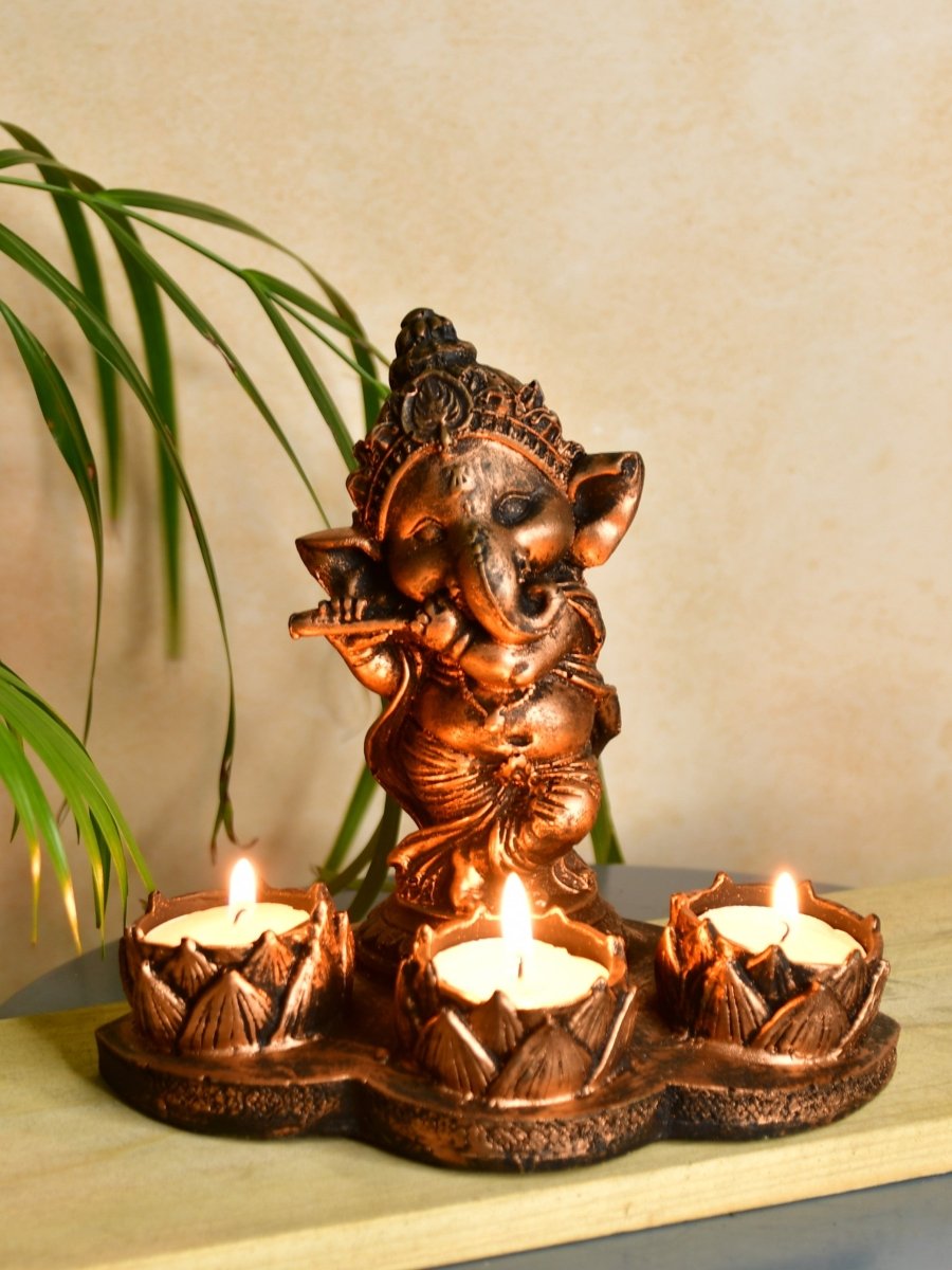 Ganesh Resin Candle Holder by Sowpeace - Artisan Home Decor & Showpiece