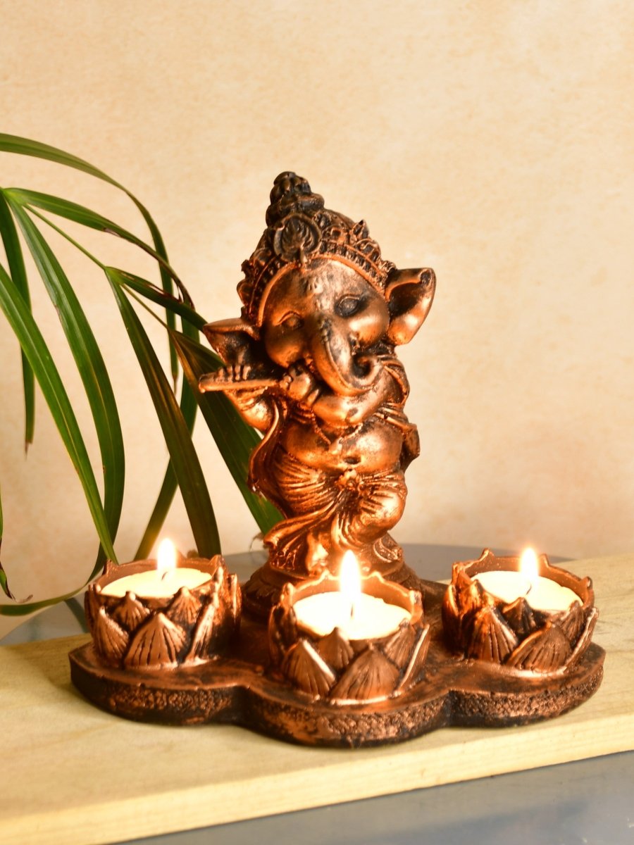 Ganesh Resin Candle Holder by Sowpeace - Artisan Home Decor & Showpiece - Decor - Sowpeace - Ganesh Resin Candle Holder by Sowpeace - Artisan Home Decor & Showpiece - RES - GCH - TT - Sowpeace