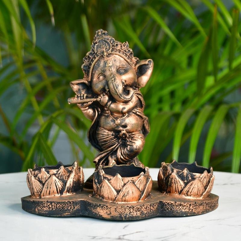 Ganesh Resin Candle Holder by Sowpeace - Artisan Home Decor & Showpiece