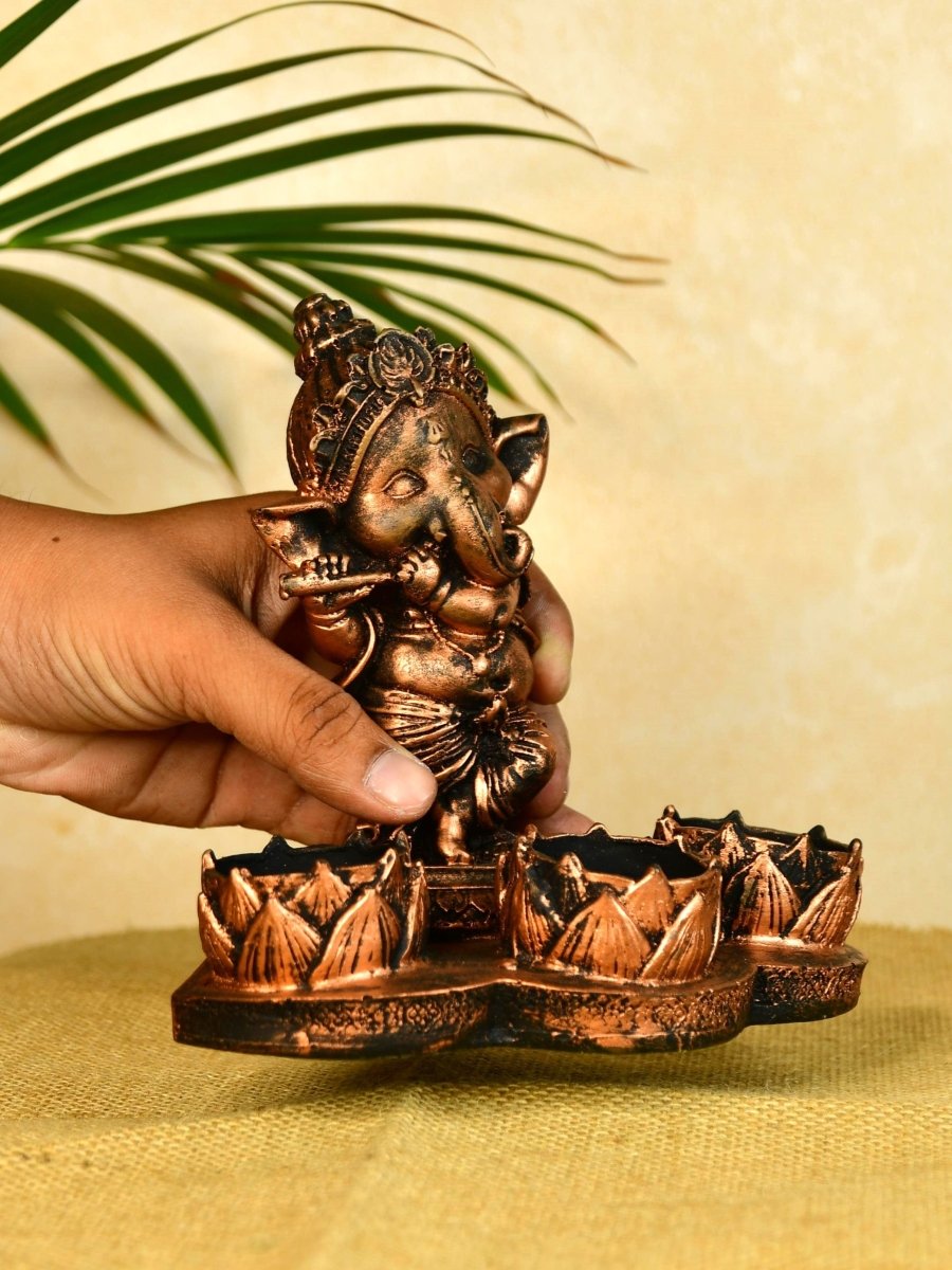 Ganesh Resin Candle Holder by Sowpeace - Artisan Home Decor & Showpiece - Decor - Sowpeace - Ganesh Resin Candle Holder by Sowpeace - Artisan Home Decor & Showpiece - RES - GCH - TT - Sowpeace