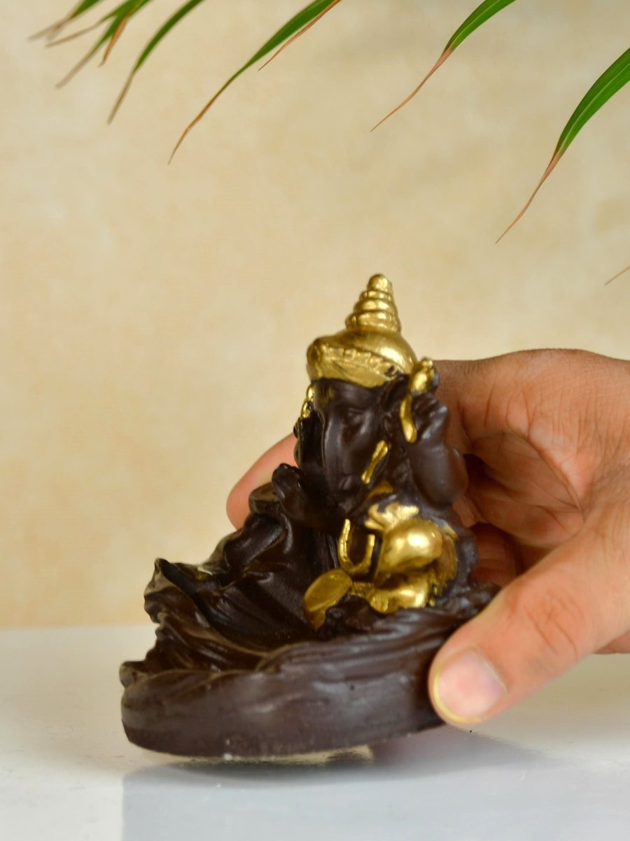 Golden Ganesh Resin Tabletop Decor by Sowpeace - Unique Home Showpiece