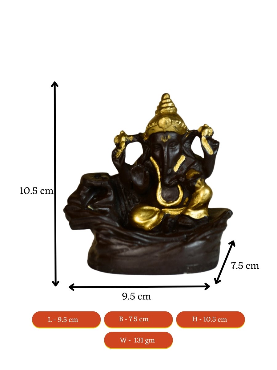 Golden Ganesh Resin Tabletop Decor by Sowpeace - Unique Home Showpiece - Decor - Sowpeace - Golden Ganesh Resin Tabletop Decor by Sowpeace - Unique Home Showpiece - RES - GGF - TT - Sowpeace