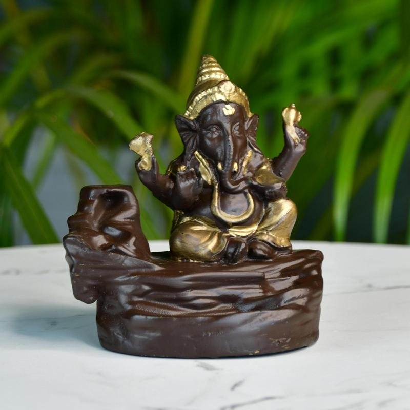 Golden Ganesh Resin Tabletop Decor by Sowpeace - Unique Home Showpiece