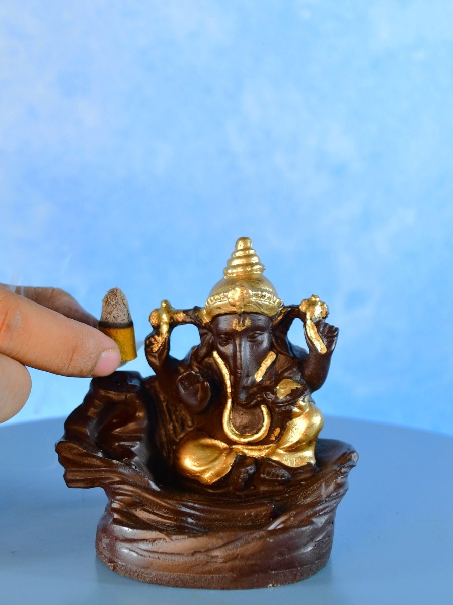 Golden Ganesh Resin Tabletop Decor by Sowpeace - Unique Home Showpiece