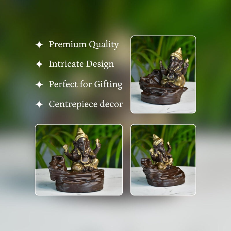 Golden Ganesh Resin Tabletop Decor by Sowpeace - Unique Home Showpiece – view 3
